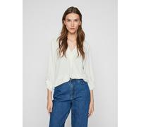 Blusenshirt VILA "VIJOSA 3/4 V-NECK TOP - NOOS", Damen, Gr. 42, weiß (snow weiß), Jersey, Obermaterial: 100% Polyester, unifarben, regular fit normal, V-Ausschnitt, Shirts Blusenshirt (58271946-42) sn