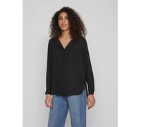 Blusenshirt VILA "VILUCY L/S SHIRT - NOOS", Damen, Gr. L, schwarz, Web, Obermaterial: 100% Polyester, unifarben, regular fit hüftbedeckend, V-Ausschnitt, Shirts Blusenshirt (20951947-L) schwarz