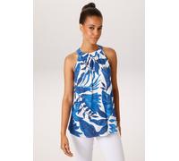Blusentop ANISTON CASUAL, Damen, Gr. 36, wollweiß, nachtblau, blau, türkis, hellblau, Web, Obermaterial: 100% Viskose, bedruckt, figurumspielend hüftlang, Rundhals, Blusen Blusentop, mit großflächigen