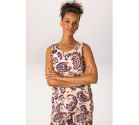 Blusentop ANISTON CASUAL, Damen, Gr. 44, bunt (hellbeige, marine, bordeaux, sand), Web, Obermaterial: 100% Viskose, Paisley, bedruckt, gemustert, figurumspielend hüftlang, Rundhals, Blusen Blusentop,