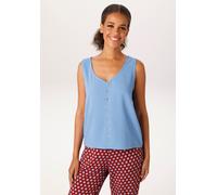 Blusentop ANISTON CASUAL, Damen, Gr. 46, blau, Web, Obermaterial: 100% Polyester, Leinenoptik, unifarben, lässig geschnitten hüftlang, V-Ausschnitt, Blusen Blusentop, in Leinen-Optik (26158262-46) bla