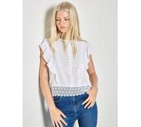 Blusentop APRICOT "Besticktes Baumwolltop", Damen, Gr. XL (42), weiß, gewebt, Obermaterial: 100% Baumwolle CO., uni, Rüschen, Blusen Blusentop, mit Rüschen (32227856-42) weiß