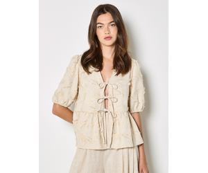 Blusentop APRICOT "Bluse aus Leinenmischung", Damen, Gr. S (36), grau (stein), gewebt, Obermaterial: 85% Viskose CV. 12% Leinen LI. 3% Baumwolle CO., uni, Elastische Bündchen, Blusen Blusentop, mit St
