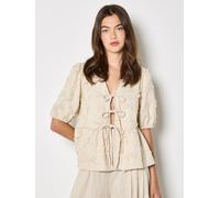 Blusentop APRICOT "Bluse aus Leinenmischung", Damen, Gr. XL (42), grau (stein), gewebt, Obermaterial: 85% Viskose CV. 12% Leinen LI. 3% Baumwolle CO., uni, Elastische Bündchen, Blusen Blusentop, mit S
