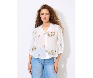 Blusentop APRICOT "Bluse mit Blumen- und Paisley-Muster", Damen, Gr. L (40), weiß, gewebt, Obermaterial: 63% Viskose CV. 37% Polyester PES., gemustert, normal, V-Ausschnitt, Manschetten, Blusen Blusen
