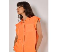 Blusentop APRICOT "Bluse mit Rüschensaum", Damen, Gr. S (36), rot (koralle), Obermaterial: 95% Lyocell CLY. 5% Leinen LI., unifarben, Blusen Blusentop, mit Brusttasche (40158742-36) koralle