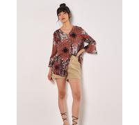 Blusentop APRICOT "Bluse mit Schaldruck", Damen, Gr. M (38), orange, Obermaterial: 100% Viskose CV., bedruckt, Blusen Blusentop, mit Trompetenarmen (43838739-38) orange