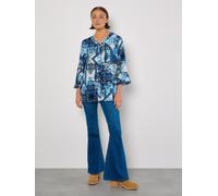 Blusentop APRICOT "Bluse mit Schaldruck", Damen, Gr. XS (34), blau, Obermaterial: 100% Viskose CV., bedruckt, Blusen Blusentop, mit Trompetenarmen (44922405-34) blau
