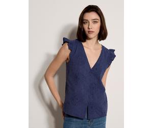 Blusentop APRICOT "Geblümte Bluse", Damen, Gr. S (36), lila, gewebt, Obermaterial: 100% Baumwolle CO., geblümt, V-Ausschnitt, Flügelärmel Rüschen, Blusen Blusentop, mit Stickerei (15499844-36) lila