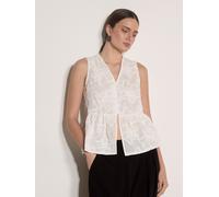 Blusentop APRICOT "Peplum-Oberteil", Damen, Gr. M (38), weiß, gewebt, Obermaterial: 100% Baumwolle CO., uni, normal, V-Ausschnitt, Blusen Blusentop, mit Blumenstickerei (72661169-38) weiß