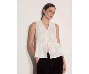 Blusentop APRICOT "Peplum-Oberteil", Damen, Gr. S (36), weiß, gewebt, Obermaterial: 100% Baumwolle CO., uni, normal, V-Ausschnitt, Blusen Blusentop, mit Blumenstickerei (72661169-36) weiß