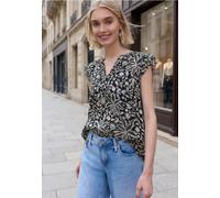 Street One - Chiffon-Top mit Blumenprint schwarz - Gr. - 36
