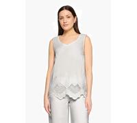 Blusentop BETTY BARCLAY "Damen mit Stickerei", Damen, Gr. 38, grau (rohweiß), Obermaterial: 70% Baumwolle, 30% Polyester, A-Linie normal, V-Ausschnitt, Blusen Blusentop (53462901-38) rohweiß