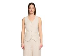 Blusentop CARTOON "Damen mit Streifen", Damen, Gr. 46, nature, silber, Leinenmischung, Obermaterial: 53% Leinen, 45% Viskose, 2% Polyester, figurbetont normal, V-Ausschnitt, Blusen Blusentop (78144140