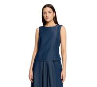 Blusentop CARTOON "Damen ohne Arm", Damen, Gr. 42, dunkelblau denim, Obermaterial: 83% Lyocell, 17% Baumwolle, schmal normal, Rundhals, Blusen Blusentop (88881756-42) dunkelblau denim