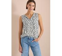 Blusentop CECIL, Damen, Gr. 3XL, vanilleweiß, Stoff, 100% Viskose, geblümt, normal normal, Rundhals, abgesteppt, Blusen Blusentop, aus softer Viskose (56797913-XXXL) vanilleweiß