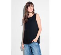 Blusentop CECIL, Damen, Gr. L (42), blau (universal blau), Stoff, 55% Polyester, 44% Viskose, 1% Elasthan, unifarben, gerade hüftlang, Rundhals, Bündchen, Blusen Blusentop, aus softem Materialmix (425