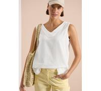 Blusentop CECIL, Damen, Gr. L (42), vanilleweiß, Web, 100% Baumwolle, unifarben, normal normal, V-Ausschnitt, abgesteppt, Blusen Blusentop, mit femininem V-Ausschnitt (92855417-L) vanilleweiß