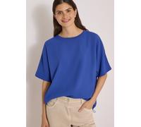 Blusentop CECIL, Damen, Gr. M (40), blau (deep river blau), Web, Obermaterial: 60% Viskose, 39% Polyester, 1% Elasthan, unifarben, lässig geschnitten hüftlang, Rundhals, abgesteppt, Blusen Blusentop,