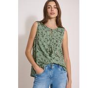 Blusentop CECIL, Damen, Gr. S (38), grün (khaki), Stoff, 100% Viskose, gemustert, klassisch normal, Rundhals, normaler Saum, Blusen Blusentop, mit allover Print (17128420-S) khaki