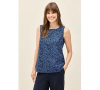 Cecil Damen Blusentop mit Minimal Print in Blau, Gr: XL