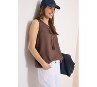 Blusentop CECIL, Damen, Gr. XL (44), urban taupe, Stoff, 100% Viskose, gemustert, klassisch normal, Rundhals, normaler Saum, Blusen Blusentop, mit geschlitztem Rundhalsausschnitt (75561940-XL) urban t