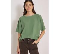 Blusentop CECIL, Damen, Gr. XL (44), grün (deep matcha grün), Web, Obermaterial: 60% Viskose, 39% Polyester, 1% Elasthan, unifarben, lässig geschnitten hüftlang, Rundhals, abgesteppt, Blusen Blusentop