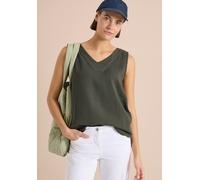 Blusentop CECIL, Damen, Gr. XL (44), khaki, Web, 100% Baumwolle, unifarben, normal normal, V-Ausschnitt, abgesteppt, Blusen Blusentop, mit femininem V-Ausschnitt (63794560-XL) khaki