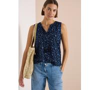 Cecil Damen Blusentop mit Split Neck und Palmen-Print in Blau, Gr: XL