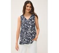 Blusentop CECIL, Damen, Gr. XS (36), blau (urban dunkelblau), Stoff, 100% Viskose, bedruckt, normal normal, V-Ausschnitt, abgesteppt, Blusen Blusentop, Feel Good Fit (18202818-XS) urban dunkelblau