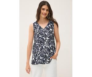 Blusentop CECIL, Damen, Gr. XS (36), blau (urban dunkelblau), Stoff, 100% Viskose, bedruckt, normal normal, V-Ausschnitt, abgesteppt, Blusen Blusentop, Feel Good Fit (18202818-XS) urban dunkelblau
