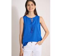 Blusentop CECIL, Damen, Gr. XXL (46), blau (surf blau), Web, 75% Baumwolle, 25% Modal, unifarben, klassisch normal, Rundhals, normaler Saum, Blusen Blusentop, mit geschlitztem Rundhalsausschnitt (4841