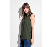 Blusentop CECIL, Damen, Gr. XXL (46), grün (cool khaki), Stoff, 55% Polyester, 44% Viskose, 1% Elasthan, unifarben, gerade hüftlang, Rundhals, Bündchen, Blusen Blusentop, aus softem Materialmix (24660