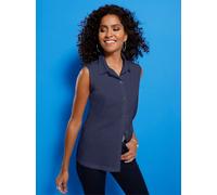Blusentop CLASSIC BASICS, Damen, Gr. 42, blau (marine), 100% Baumwolle, unifarben, Blusen Blusentop (14393417-42) marine