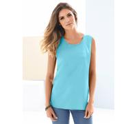 Blusentop CLASSIC BASICS, Damen, Gr. 50, blau (aqua), 100% Polyester, unifarben, Rundhals, Blusen Blusentop (252427-50) aqua