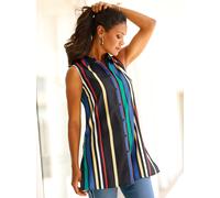 Blusentop CLASSIC BASICS, Damen, Gr. 52, grün (schwarz, smaragd, gestreift), 100% Polyester, gemustert, gestreift, mehrfarbig, Blusen Blusentop (71786234-52) schwarz, smaragd, gestreift