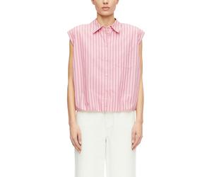 Blusentop COMMA, Damen, Gr. 46, pink stripe, Web, Obermaterial: 60% Lyocell, 40% Baumwolle, gestreift, lässig geschnitten hüftbedeckend, Rundhals, abgerundeter Saum, Blusen Blusentop, Ärmellose Bluse