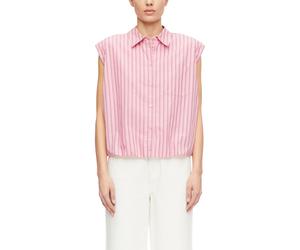 Blusentop COMMA, Damen, Gr. 46, rosa (pink stripe), Web, Obermaterial: 60% Lyocell, 40% Baumwolle, gestreift, lässig geschnitten hüftbedeckend, Rundhals, abgerundeter Saum, Blusen Blusentop, Ärmellose