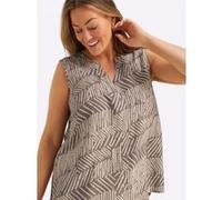 Blusentop SHEEGO, Damen, Gr. 40, dunkeltaupe, beige, bedruckt, 100% Viskose, bedruckt, gemustert, Blusen Blusentop (13688750-40) dunkeltaupe, beige, bedruckt