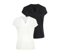 Blusentop FLASHLIGHTS, Damen, Gr. 44, schwarz-weiß (schwarz, weiß), Web, Obermaterial: 100% Polyester, figurumspielend, Blusen Blusentop, im Doppelpack (15390723-44) schwarz, weiß