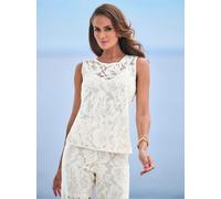 Blusentop HEINE, Damen, Gr. 40, beige (champagner), 48% Baumwolle, 47% Polyamid, 5% Elasthan, unifarben, Rundhals, Blusen Blusentop (74986741-40) champagner