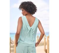 Blusentop HEINE, Damen, Gr. 40, grün (kalkmint), 70% Lyocell, 30% Leinen, unifarben, eckiger Ausschnitt, Blusen Blusentop (81583403-40) kalkmint