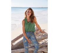 Blusentop HEINE, Damen, Gr. 40, grün (smaragd), 100% Polyester, Futter:100% Polyester, unifarben, Rundhals, Blusen Blusentop (20186936-40) smaragd