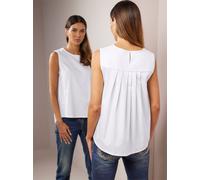 Blusentop HEINE, Damen, Gr. 50, weiß, 97% Baumwolle, 3% Elasthan, unifarben, Rundhals, Blusen Blusentop (23019826-50) weiß