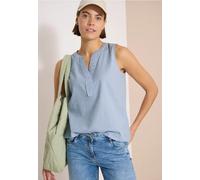 Blusentop CECIL, Damen, Gr. XXL (46), blouse blau, Web, 65% Baumwolle, 35% Viskose, gestreift, normal normal, Rundhals, abgesteppt, Blusen Blusentop, im soften Baumwoll-Mix (82886748-XXL) blouse blau