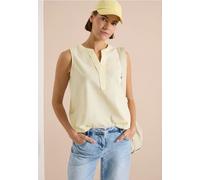 Blusentop CECIL, Damen, Gr. XXL (46), light buttermilk gelb, Web, 65% Baumwolle, 35% Viskose, gestreift, normal normal, Rundhals, abgesteppt, Blusen Blusentop, im soften Baumwoll-Mix (12549457-XXL) li