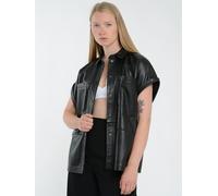 Blusentop JAGGER & EVANS "42021279", Damen, Gr. XL, schwarz, Obermaterial: 100% Lammleder, Blusen Blusentop (49937926-XL) schwarz