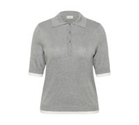 Blusentop KAFFE CURVE "Damen Poloshirt KClizzy", Damen, Gr. L, grau (grau melange), Obermaterial: 80% Viskose CV. 20% Nylon NY., Blusen Blusentop (79039623-L) grau melange