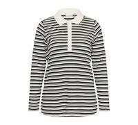 Blusentop KAFFE CURVE "Damen Poloshirt KCmiana", Damen, Gr. M, weiß (chalk with schwarz deep stripe), Obermaterial: 100% Baumwolle CO(Bio)., Blusen Blusentop (15429368-M) chalk with schwarz deep strip