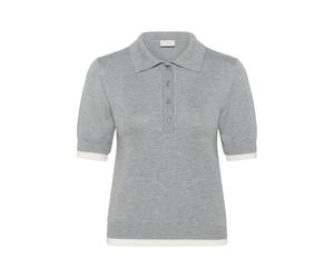 Blusentop KAFFE "Poloshirt KAlizza", Damen, Gr. S, grau (grau melange), Obermaterial: 80% Viskose CV. 20% Nylon NY., Blusen Blusentop (58696721-S) grau melange